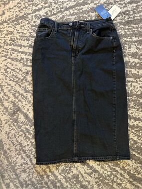 Universal Thread Black Midi Denim Skirt